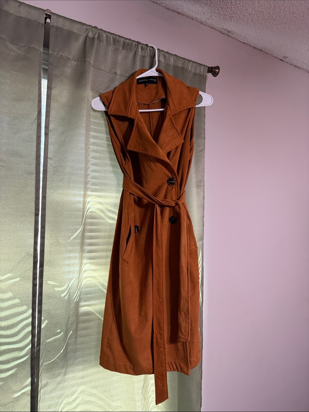 Kendall & Kylie Rust Sleeveless Trench Midi Dress